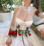 Prom Dress 2025 Ivory Floral Long Sleeve Prom Dress 20592-unique elegant Prom Dresses-Ivory-US2-vigocouture