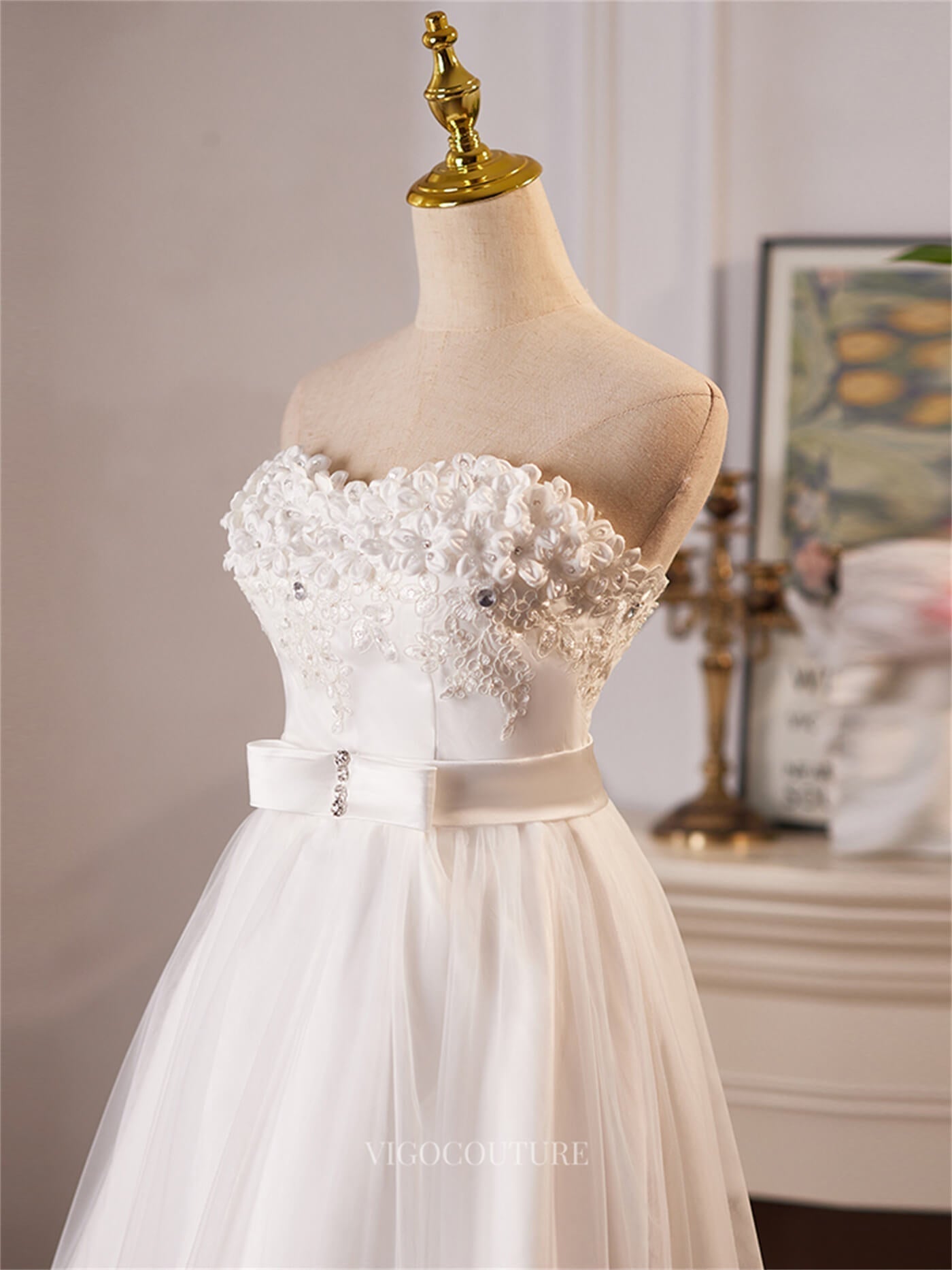 Ivory High Low Floral Prom Dresses Strapless Lace Applique Homecoming Dress 25081 Custom Colors / US2 Ivory High Low Floral Prom Dresses Strapless Lace Applique Homecoming Dress 25081 Custom Colors / US2