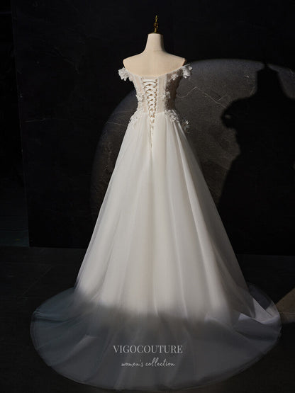 Prom Dress 2025 Ivory Lace Applique Prom Dresses 2024 Off the Shoulder Formal Gown 24249-unique elegant Prom Dresses-Ivory-Custom Size-vigocouture