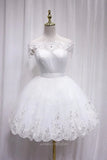 Ivory Lace Homecoming Dress Off the Shoulder Hoco Dress hc057