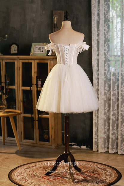 Ivory Off the Shoulder Homecoming Dresses Cute Graduation Dresses hc150 Ivory / US14 Ivory Off the Shoulder Homecoming Dresses Cute Graduation Dresses hc150 Ivory / US14