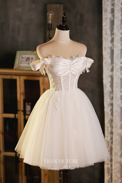 Ivory Off the Shoulder Homecoming Dresses Cute Graduation Dresses hc150