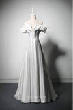 Ivory Off the Shoulder Satin Prom Dress 22369