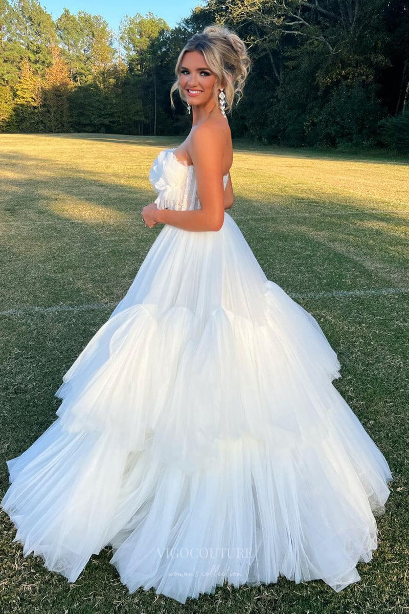 Prom Dress 2025 Ivory Ruffle Tiered Strapless Prom Dresses 2024 Sheer Boned Bodice 24259-unique elegant Prom Dresses-Ivory-Custom Size-vigocouture