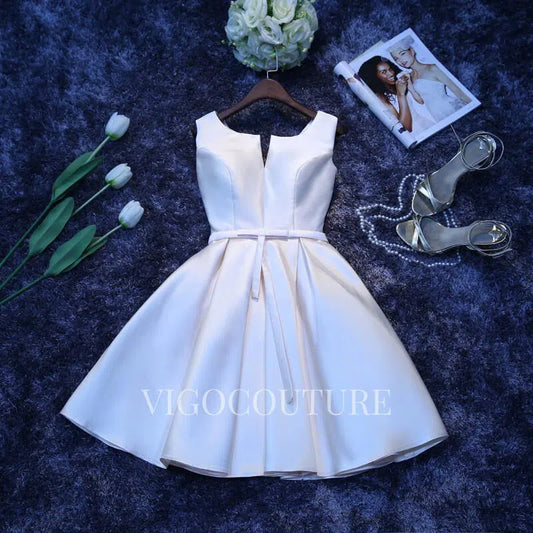 Short Prom Dresses 2025 Ivory Satin Homecoming Dress with Pockets 20267-Prom Dresses-vigocouture-Ivory-US2-vigocouture