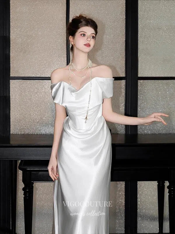 Prom Dress 2025 Ivory Smooth Satin Mermaid Prom Dresses 2025 Off the Shoulder Evening Dress 25054-unique elegant Prom Dresses-Ivory-Custom Size-vigocouture