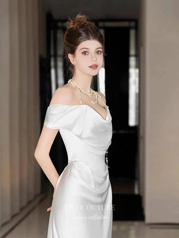 Prom Dress 2025 Ivory Smooth Satin Mermaid Prom Dresses 2025 Off the Shoulder Evening Dress 25054-unique elegant Prom Dresses-Ivory-Custom Size-vigocouture