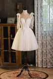 Ivory Spaghetti Strap Homecoming Dresses Sweetheart Neck Graduation Dresses hc146