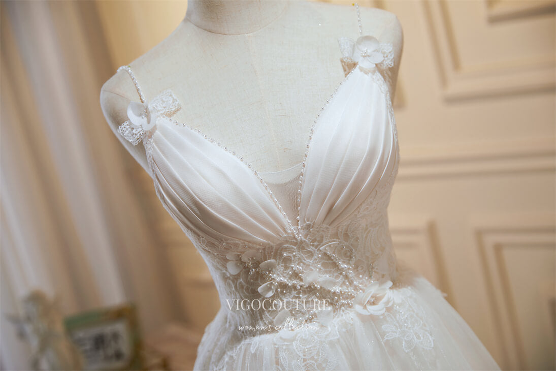 Ivory Spaghetti Strap Homecoming Dresses V-Neck Lace Applique Hoco Dre vigocouture Ivory Spaghetti Strap Homecoming Dresses V-Neck Lace Applique Hoco Dre vigocouture