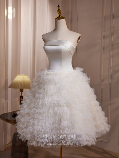 plus size short white prom dresses Two-Tone Plunging Neck Tulle Plus Size Short Prom Dress