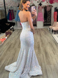 Prom Dress 2025 Ivory Strapless Sequin Mermaid Cheap Prom Dresses Sweetheart Neck Boned Bodice 24347-unique elegant Prom Dresses-Ivory-Custom Size-vigocouture