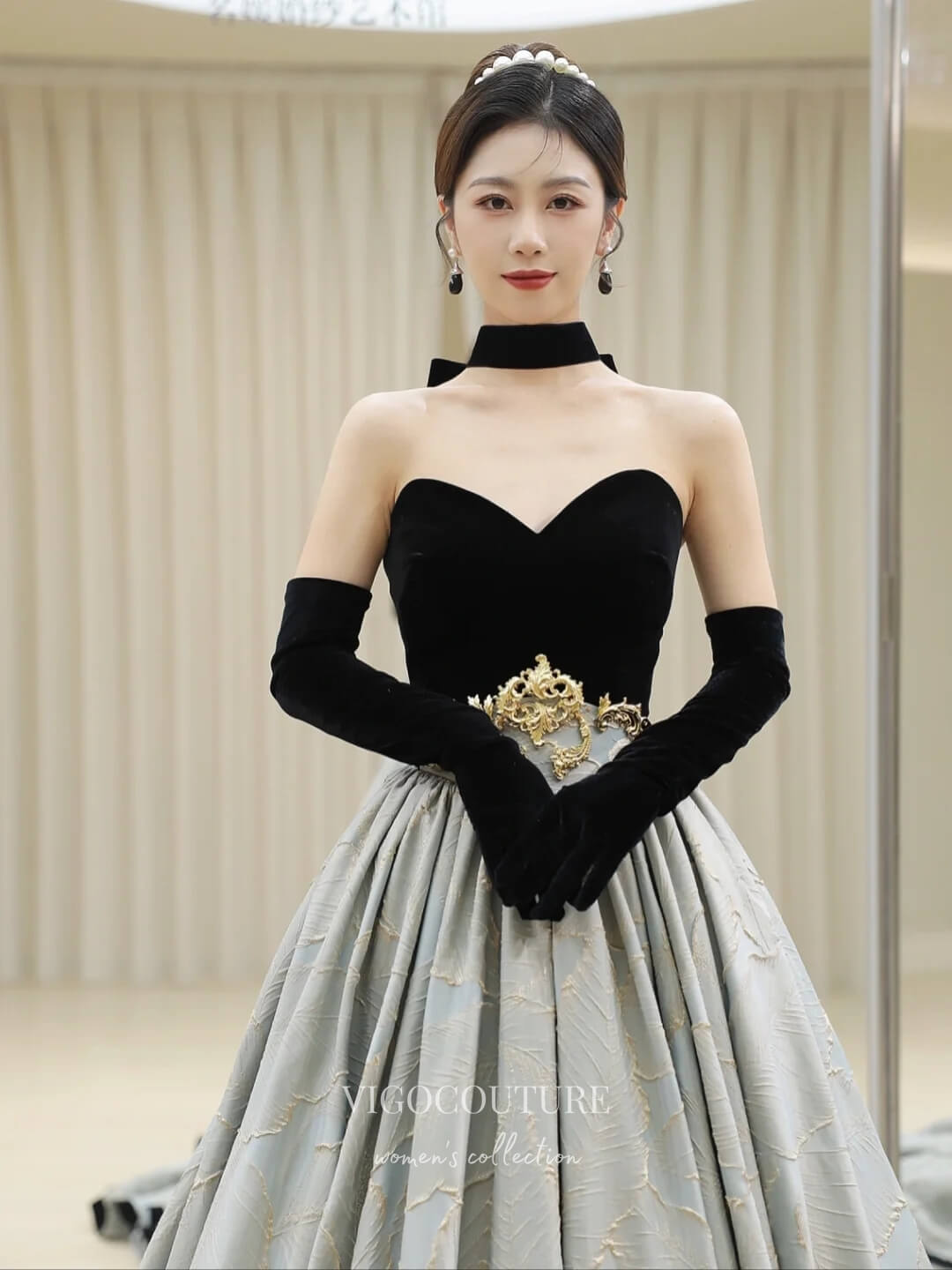 Jacquard Satin Prom Dresses Strapless Formal Gown 22042 As Pictured / 18W Jacquard Satin Prom Dresses Strapless Formal Gown 22042 As Pictured / 18W