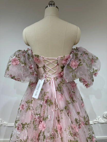 Prom Dresses 2025 to impress Julie Gown - Pink Strapless Floral Dress-vigocouture-vigocouture