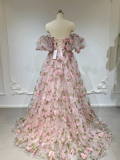 Prom Dresses 2025 to impress Julie Gown - Pink Strapless Floral Dress-vigocouture-vigocouture