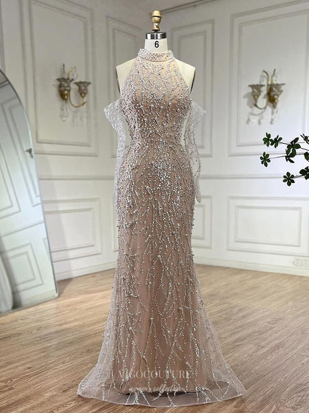 Khaki Beaded Lace Mermaid Pageant Dresses Removable Sleeve Evening Dress 25019 Khaki / US2 Khaki Beaded Lace Mermaid Pageant Dresses Removable Sleeve Evening Dress 25019 Khaki / US2