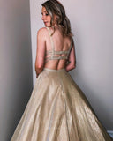 Prom Dress 2025 Khaki Sparkly Lace Spaghetti Strap A-Line Prom Dress 20818-unique elegant Prom Dresses-Khaki-US2-vigocouture