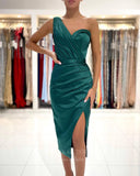 Prom Dress 2025 Knee Length Bodycon Prom Dress Satin Short Formal Dress 20847-unique elegant Prom Dresses-Green-US2-vigocouture