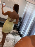 Short Prom Dresses 2025 Lace Applique Hoco Dresses Strapless Bodycon Dresses hc185-Prom Dresses-vigocouture-vigocouture