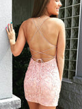 Short Prom Dresses 2025 Lace Applique Homecoming Dresses Spaghetti Strap Bodycon Dresses hc014-Prom Dresses-vigocouture-vigocouture