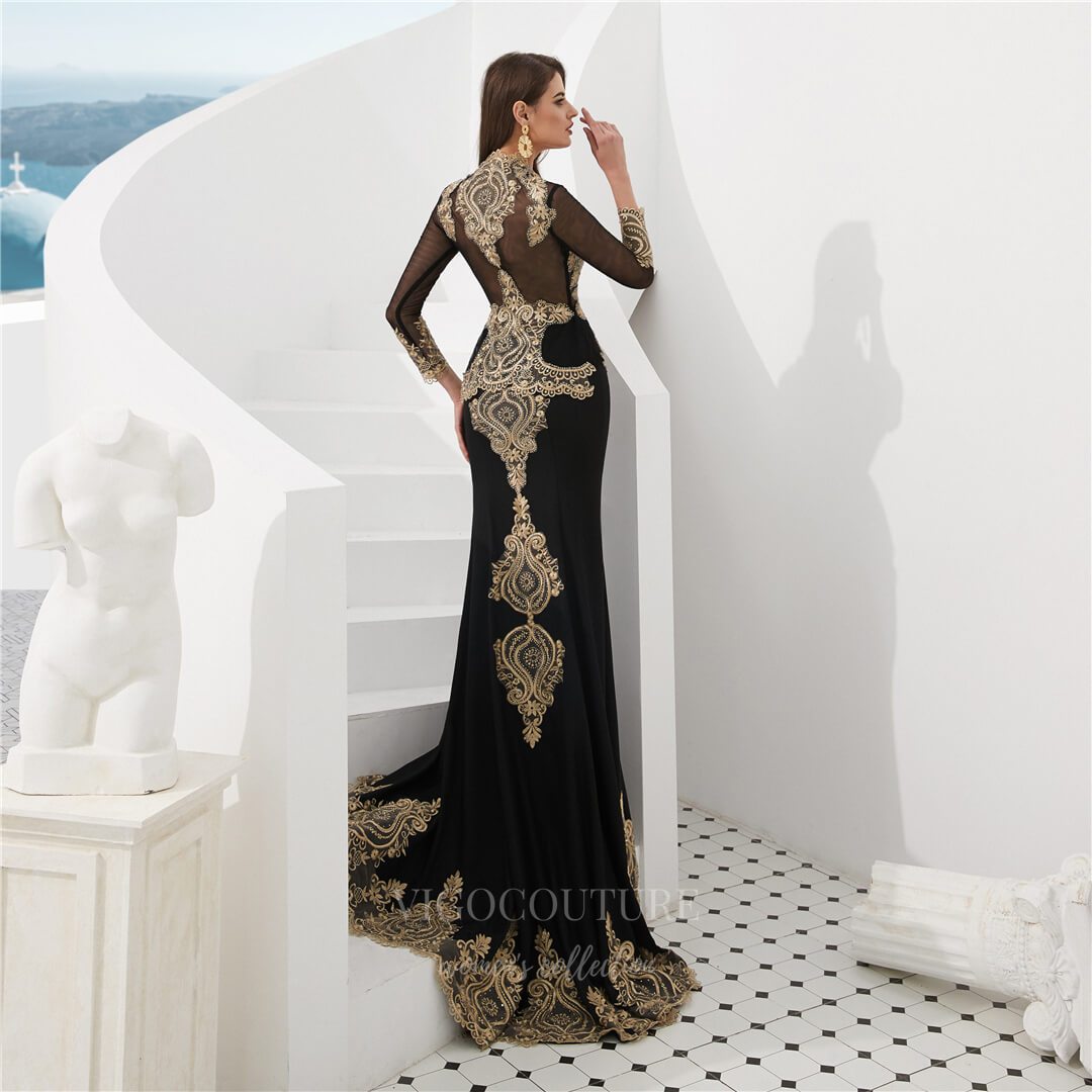 Prom Dress 2025 Lace Applique Mermaid Removable Cape Prom Dress 20279-unique elegant Prom Dresses-Black-US2-vigocouture