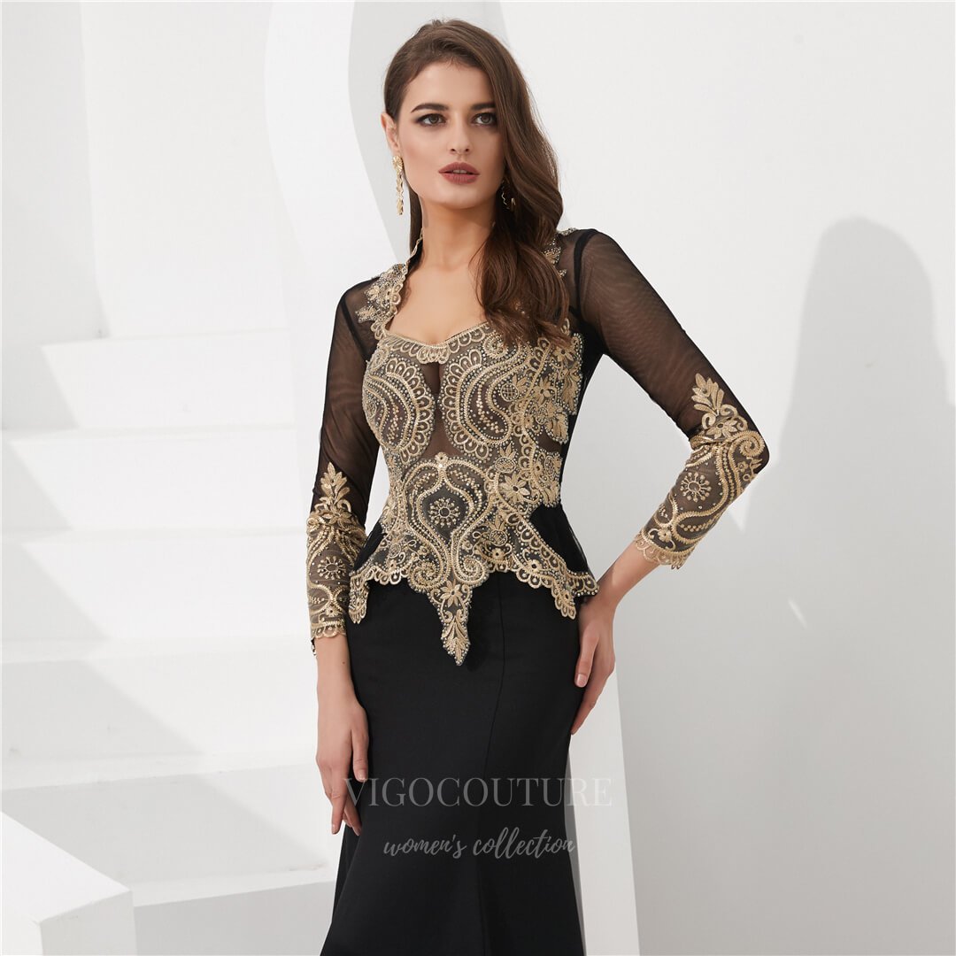 Prom Dress 2025 Lace Applique Mermaid Removable Cape Prom Dress 20279-unique elegant Prom Dresses-Black-US2-vigocouture