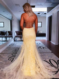 Prom Dress 2025 Lace Applique Mermaid Spaghetti Strap Prom Dress 20924-unique elegant Prom Dresses-Yellow-US2-vigocouture