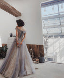 Prom Dress 2025 Lace Applique Off the Shoulder Prom Dress 20638-unique elegant Prom Dresses-Grey-US2-vigocouture