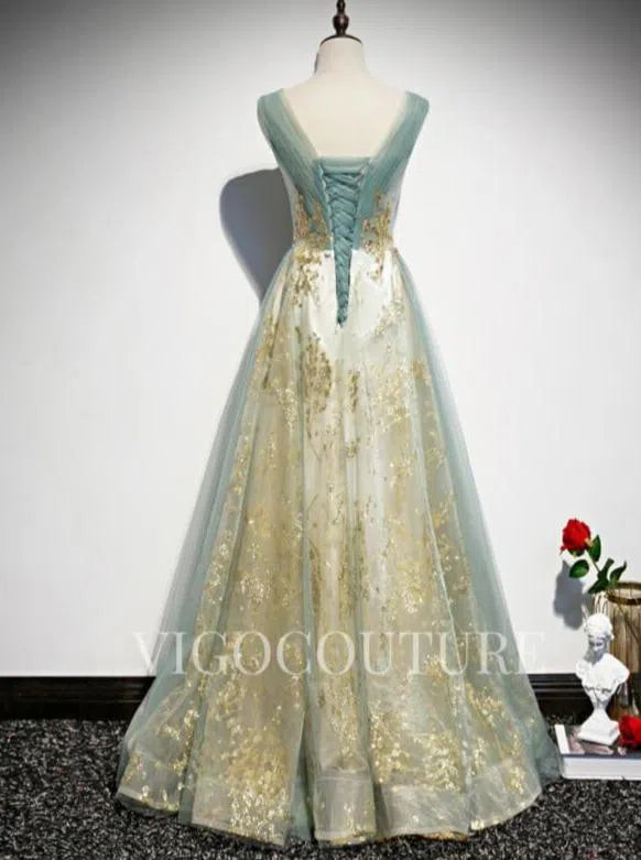 Prom Dress 2025 Lace Applique Prom Dresses A-line Boat Neck Prom Gown 20285-unique elegant Prom Dresses-Champagne-US2-vigocouture