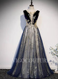 Prom Dress 2025 Lace Applique Prom Dresses A-line Boat Neck Prom Gown 20285-unique elegant Prom Dresses-Navy Blue-US2-vigocouture