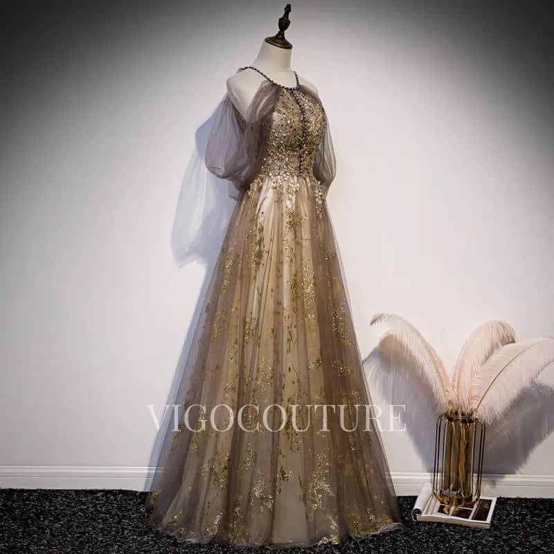 Prom Dress 2025 Lace Applique Prom Dresses A-line Prom Gown 20282-unique elegant Prom Dresses-Champagne-US2-vigocouture