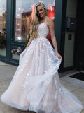 Prom Dress 2025 Lace Applique Prom Dresses A-Line Spaghetti Strap Formal Dresses 20597-unique elegant Prom Dresses-Ivory-US2-vigocouture