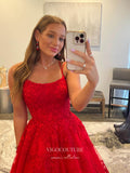 Prom Dress 2025 Lace Applique Prom Dresses A-Line Spaghetti Strap Formal Dresses 21557-unique elegant Prom Dresses-Red-US2-vigocouture