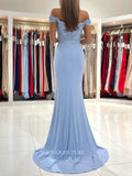 Prom Dress 2025 Lace Applique Prom Dresses Satin Mermaid Formal Dresses 21561-unique elegant Prom Dresses-Light Blue-US2-vigocouture