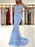 Prom Dress 2025 Lace Applique Prom Dresses Satin Mermaid Formal Dresses 21561-unique elegant Prom Dresses-Light Blue-US2-vigocouture