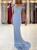 Prom Dress 2025 Lace Applique Prom Dresses Satin Mermaid Formal Dresses 21561-unique elegant Prom Dresses-Light Blue-US2-vigocouture