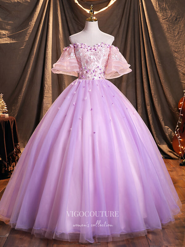 Prom Dress 2025 Lace Applique Quinceanera Dresses Off the Shoulder Sweet 15 Dresses 21392-unique elegant Prom Dresses-As Pictured-Custom Size-vigocouture