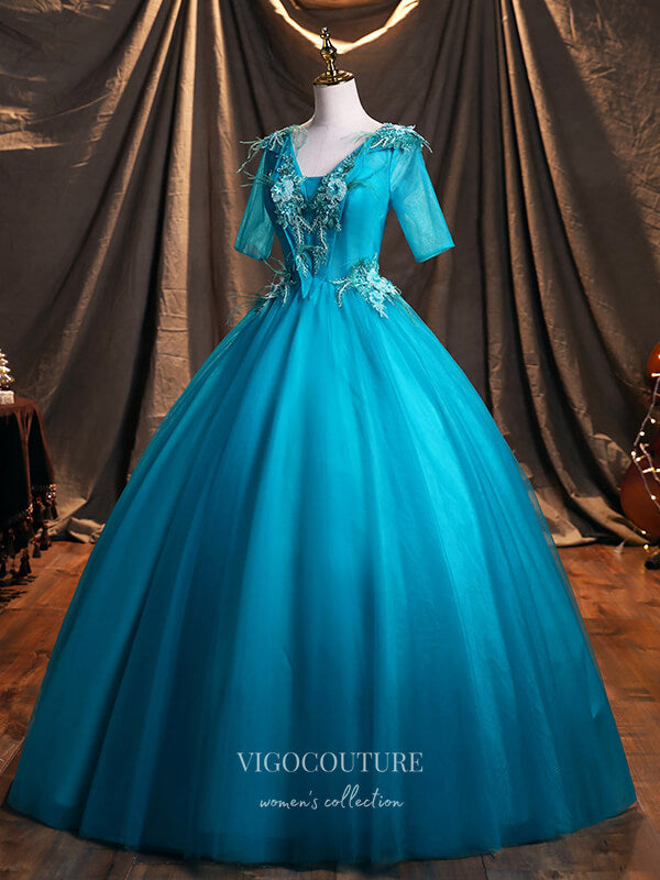 Lace Applique Quinceanera Dresses Short Sleeve Sweet 15 Dresses 21390 Custom Colors / US14 Lace Applique Quinceanera Dresses Short Sleeve Sweet 15 Dresses 21390 Custom Colors / US14
