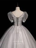 Prom Dress 2025 Lace Applique Quinceanera Dresses Sparkly Tulle Sweet 15 Dresses 21410-unique elegant Prom Dresses-Grey-Custom Size-vigocouture