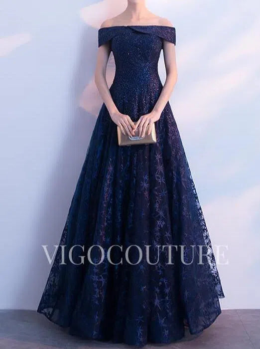 Prom Dress 2025 Lace Prom Dress 2022 Off the Shoulder Prom Gown-unique elegant Prom Dresses-Grey-US2-vigocouture