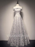 Prom Dress 2025 Lace Prom Dress 2022 Off the Shoulder Prom Gown-unique elegant Prom Dresses-Grey-US2-vigocouture