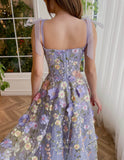 Prom Dress 2025 Lavender 3D Floral Lace Prom Dresses with Pockets Bow Spaghetti Strap Maxi Dress 24476-unique elegant Prom Dresses-Lavender-Custom Size-vigocouture