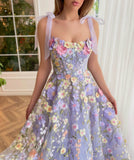 Prom Dress 2025 Lavender 3D Floral Lace Prom Dresses with Pockets Bow Spaghetti Strap Maxi Dress 24476-unique elegant Prom Dresses-Lavender-Custom Size-vigocouture