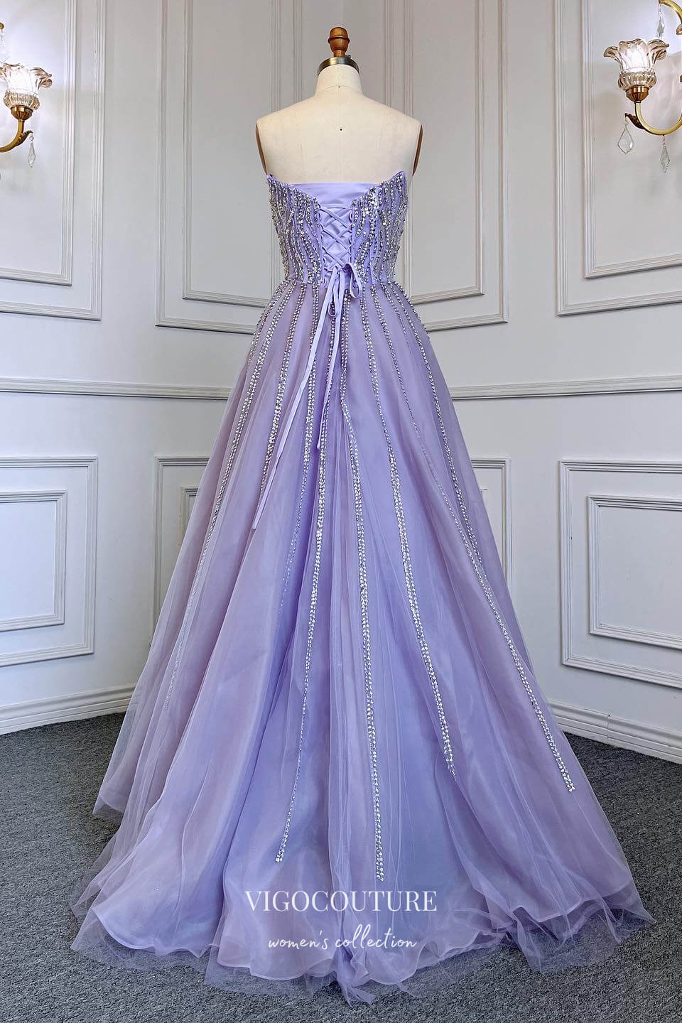 Prom Dress 2025 Lavender Beaded Formal Dresses Strapless A-Line Prom Dress 21623-unique elegant Prom Dresses-Lavender-US2-vigocouture