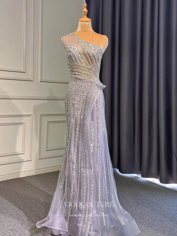 Prom Dress 2025 Lavender Beaded Prom Dresses One Shoulder Sheath Evening Dresses 22071-unique elegant Prom Dresses-Lavender-US2-vigocouture