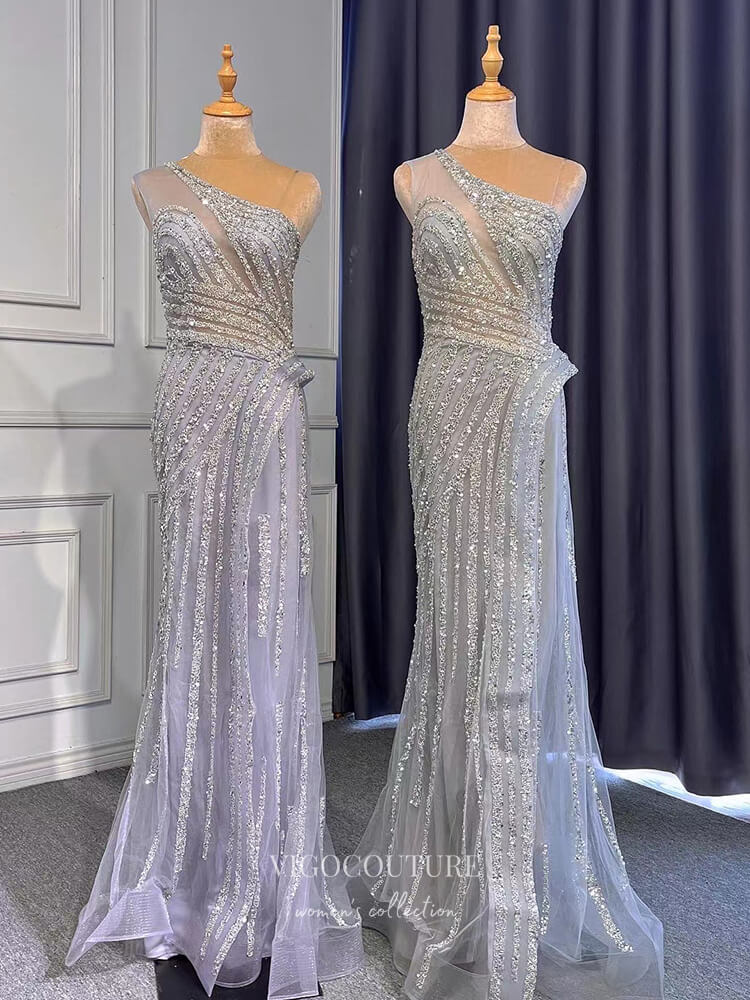 Prom Dress 2025 Lavender Beaded Prom Dresses One Shoulder Sheath Evening Dresses 22071-unique elegant Prom Dresses-Lavender-US2-vigocouture