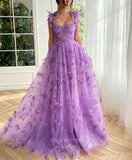 Prom Dress 2025 Lavender Butterfly Lace Prom Dresses with Pockets Spaghetti Strap Formal Gown with Slit 24490-unique elegant Prom Dresses-Lavender-Custom Size-vigocouture