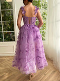 Prom Dress 2025 Lavender Butterfly Lace Prom Dresses with Pockets Spaghetti Strap Maxi Dress 24491-unique elegant Prom Dresses-Lavender-Custom Size-vigocouture