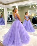 Prom Dress 2025 Lavender Lace Applique Cheap Prom Dresses Sheer Bodice Open Back 24328-unique elegant Prom Dresses-Lavender-Custom Size-vigocouture