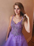 Prom Dress 2025 Lavender Lace Applique Prom Dresses Spaghetti Strap Formal Gown 21966-unique elegant Prom Dresses-Lavender-US2-vigocouture