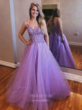 Prom Dress 2025 Lavender Lace Applique Prom Dresses Spaghetti Strap Formal Gown 21966-unique elegant Prom Dresses-Lavender-US2-vigocouture